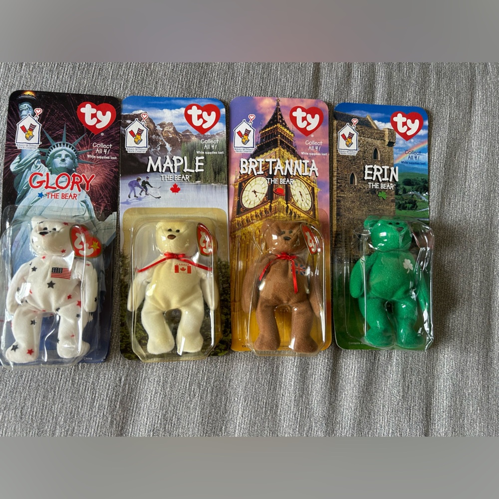 Ty Beanie Babies Bears Set of 4 Glory, Maple, Britannia, Erin